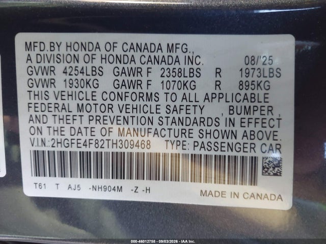 2026 HONDA CIVIC HYBRID SPORT/SPORT TOURING 9