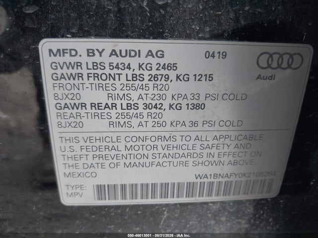 2019 AUDI Q5 45 PREMIUM 9
