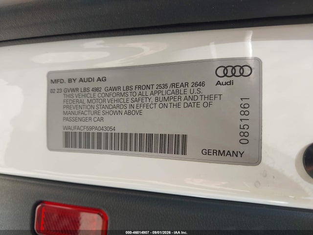 2023 AUDI A5 SPORTBACK PREMIUM PLUS 45 TFSI S LINE QUATTRO S TRONIC 9