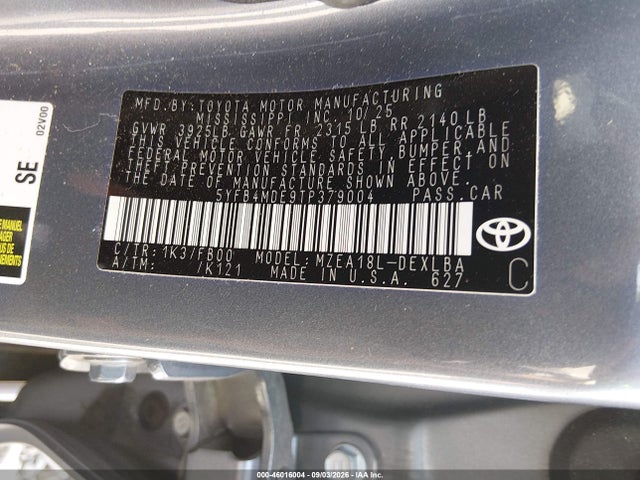 2026 TOYOTA COROLLA LE 9