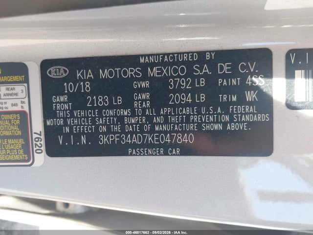 2019 KIA FORTE S 9