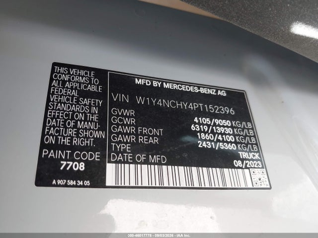 2023 MERCEDES-BENZ SPRINTER 2500 HIGH ROOF 4-CYL DIESEL HO 9