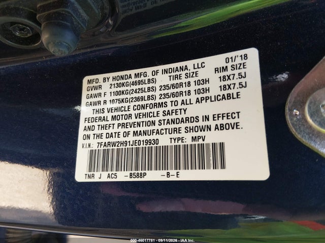 2018 HONDA CR-V TOURING 9