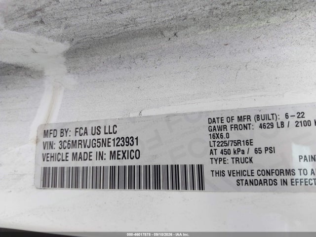 2022 RAM PROMASTER 3500 CARGO VAN HIGH ROOF 159 WB EXT 9