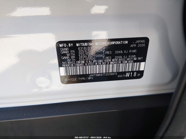2026 MITSUBISHI OUTLANDER PHEV BLACK EDITION S-AWC/SEL S-AWC 9