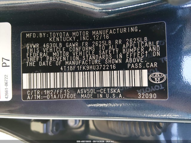 2017 TOYOTA CAMRY SE 9