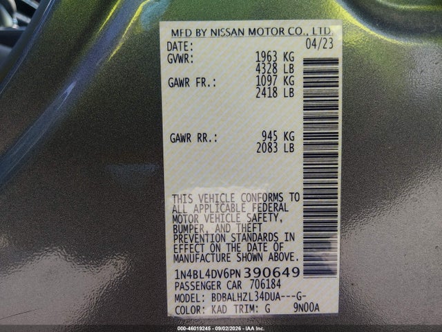 2023 NISSAN ALTIMA SV FWD 9