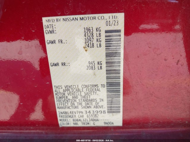 2023 NISSAN ALTIMA SL FWD 9