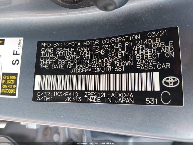 2021 TOYOTA COROLLA L 9