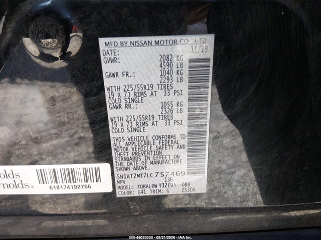 2020 NISSAN ROGUE SL FWD 9