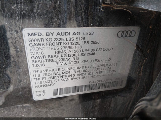 2023 AUDI Q3 PREMIUM 45 TFSI S LINE QUATTRO TIPTRONIC 9