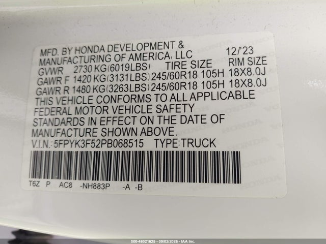 2023 HONDA RIDGELINE RTL 9