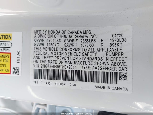 2026 HONDA CIVIC HYBRID SPORT/SPORT TOURING 9