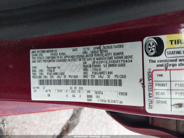 2011 FORD FIESTA SE 照片 9