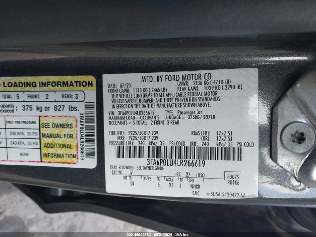 2020 FORD FUSION HYBRID SE 9