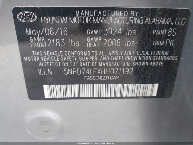 2017 HYUNDAI ELANTRA SE 9