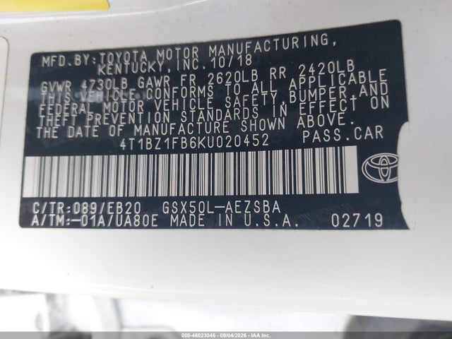 2019 TOYOTA AVALON TOURING 9