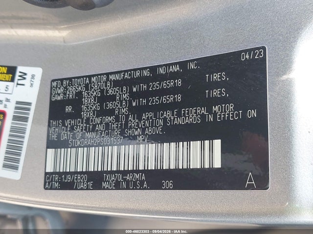 2023 TOYOTA HIGHLANDER XLE 9