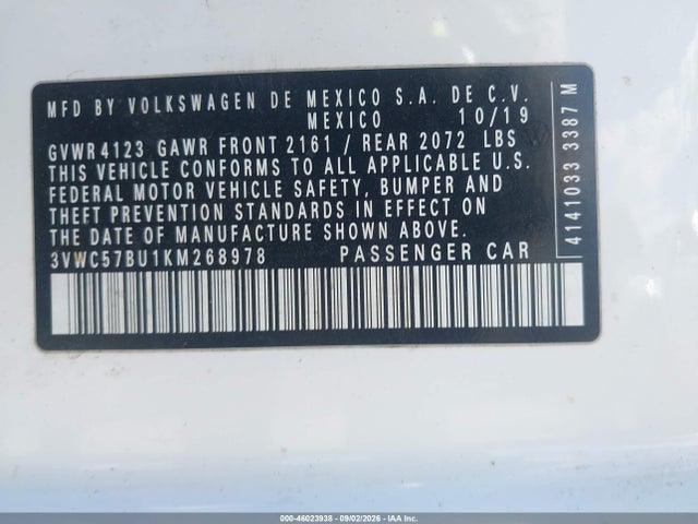 2019 VOLKSWAGEN JETTA 1.4T R-LINE/1.4T S/1.4T SE 9