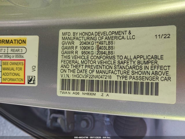 2022 HONDA ACCORD HYBRID SPORT 9