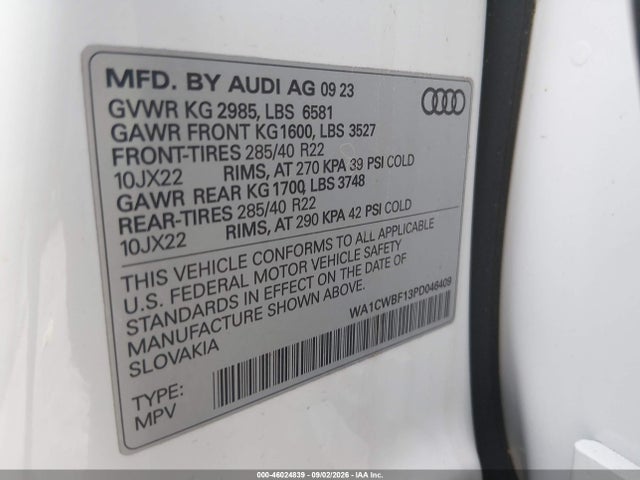 2023 AUDI SQ8 PRESTIGE TFSI QUATTRO TIPTRONIC 9