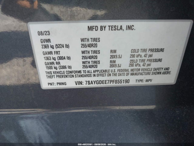 2023 TESLA MODEL Y AWD/LONG RANGE DUAL MOTOR ALL-WHEEL DRIVE 9