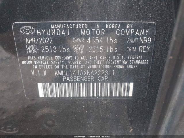 2022 HYUNDAI SONATA SEL 9