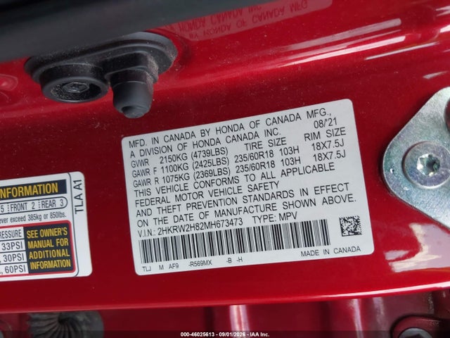 2021 HONDA CR-V AWD EX-L 9