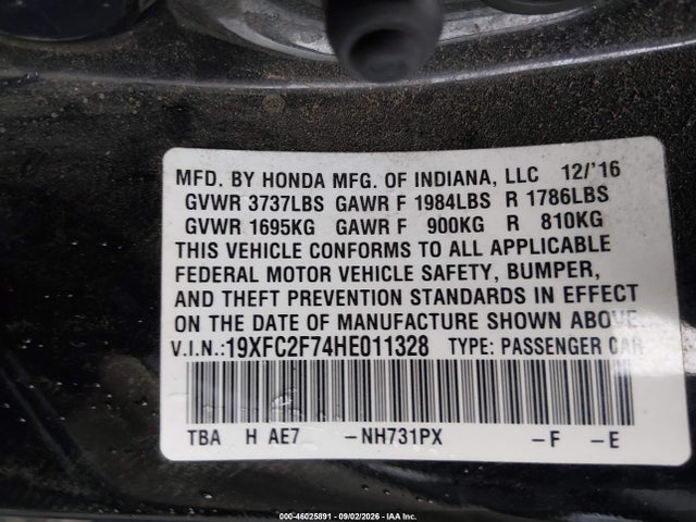 2017 HONDA CIVIC EX 9