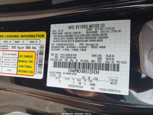 2022 FORD MUSTANG GT PREMIUM FASTBACK 9