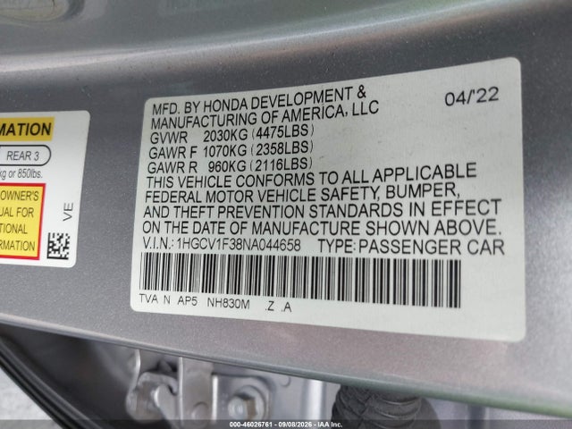 2022 HONDA ACCORD SPORT 9