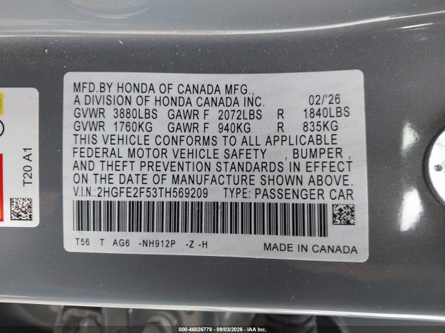 2026 HONDA CIVIC SPORT 9