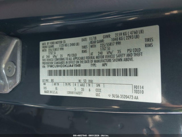 2019 FORD ESCAPE SEL 9