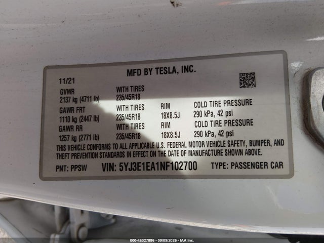 2022 TESLA MODEL 3 REAR-WHEEL DRIVE 9