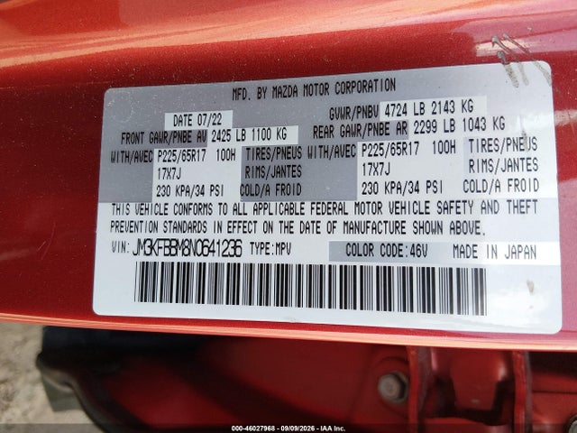 2022 MAZDA CX-5 2.5 S SELECT 9