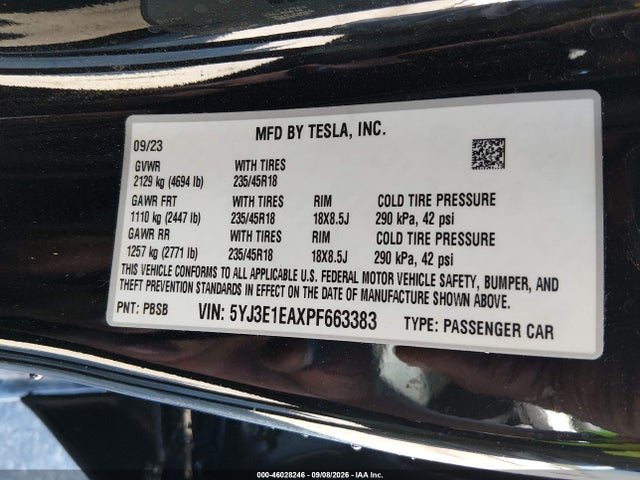 2023 TESLA MODEL 3 REAR-WHEEL DRIVE 9