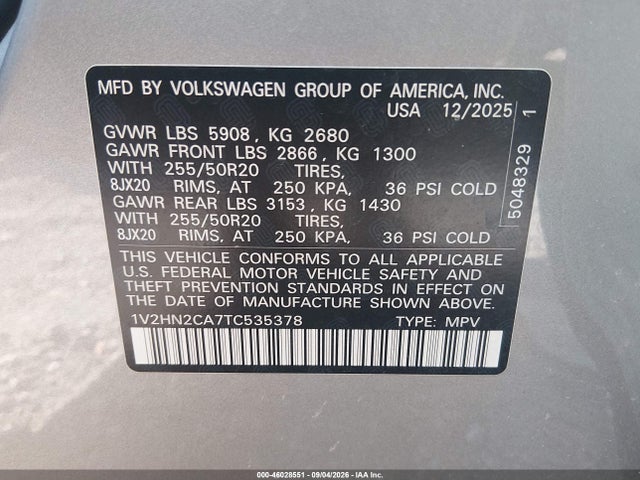 2026 VOLKSWAGEN ATLAS SE WITH TECHNOLOGY 9