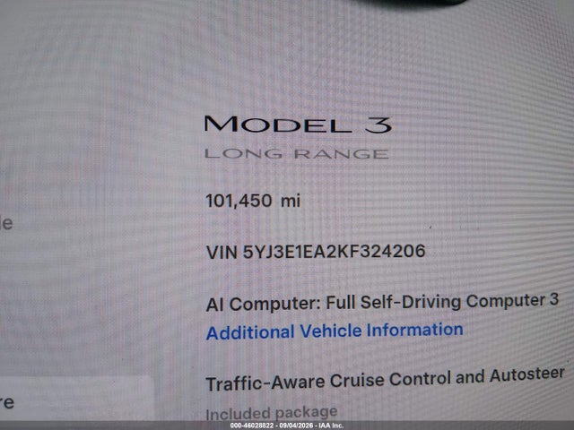 2019 TESLA MODEL 3 LONG RANGE/MID RANGE/STANDARD RANGE/STANDARD RANGE PLUS 14