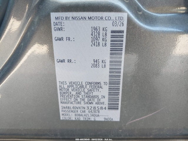 2026 NISSAN ALTIMA SV FWD 9