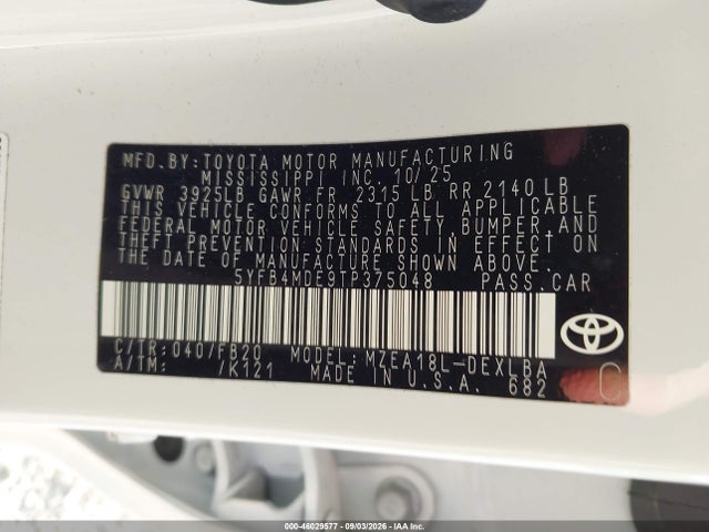 2026 TOYOTA COROLLA LE 9