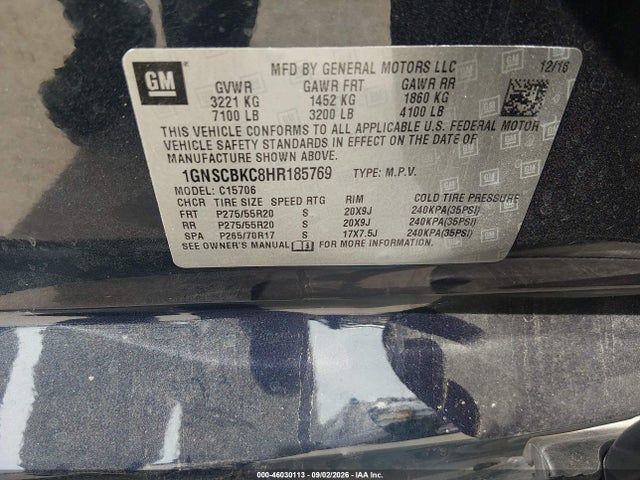2017 CHEVROLET TAHOE LT 9