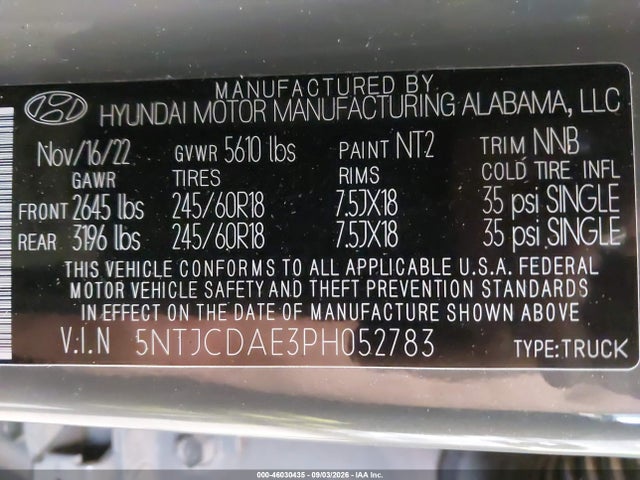 2023 HYUNDAI SANTA CRUZ SEL 9