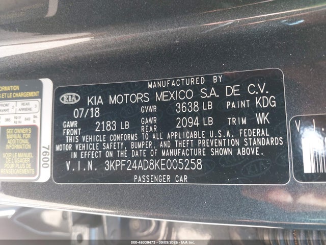 2019 KIA FORTE FE 9