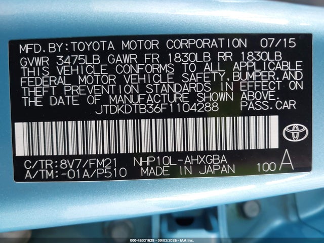2015 Toyota PRIUS C THREE — фото 9