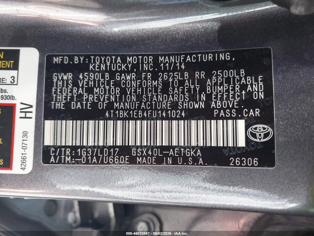 2015 Toyota AVALON XLE — фото 9