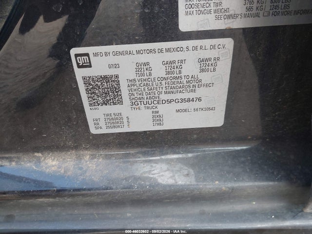 2023 GMC SIERRA 1500 4WD SHORT BOX ELEVATION WITH 3SB 9
