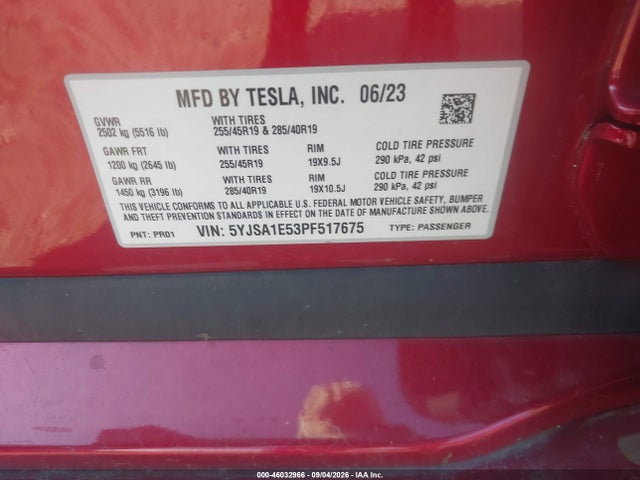 2023 TESLA MODEL S DUAL MOTOR ALL-WHEEL DRIVE/STANDARD RANGE 9