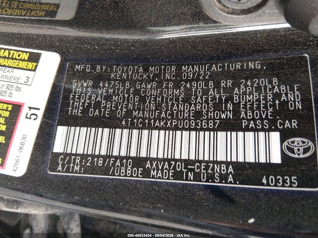 2023 TOYOTA CAMRY LE 9