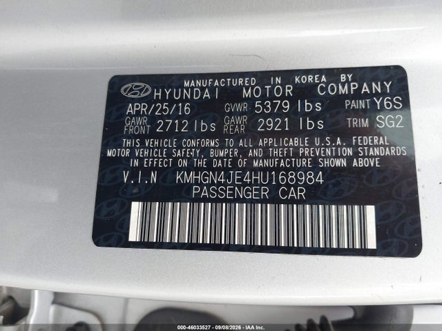 2017 GENESIS G80 3.8 9