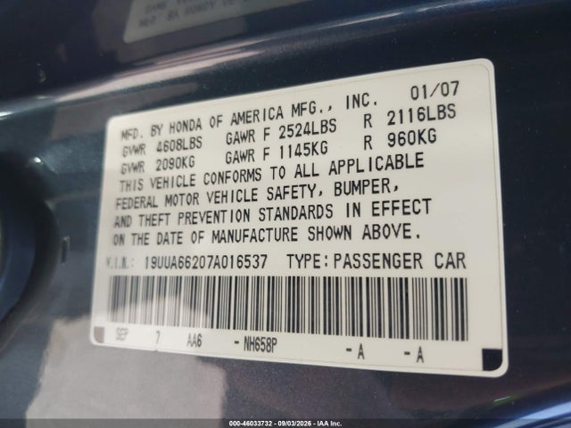 2007 Acura TL 3.2 照片 9